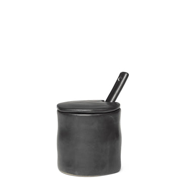 Molded Ceramic Jar with Spoon