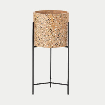 Cement Terrazzo Planter with Metal Stand