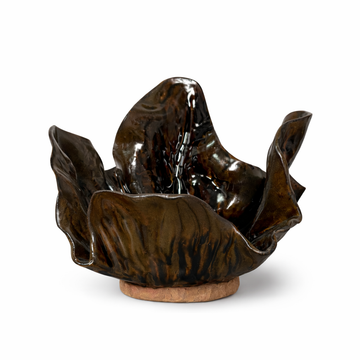 Brown Glazed Abstract Vase - Medium
