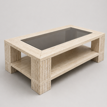 French Travertine Column Table [VINTAGE]