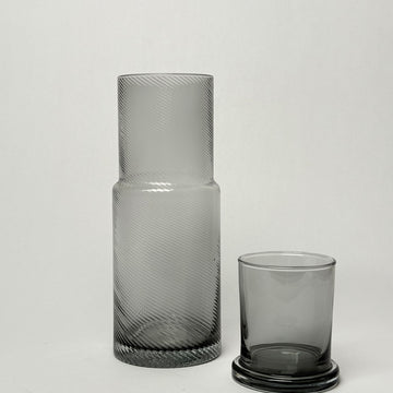 Ribbed Glass Bedside Carafe Set