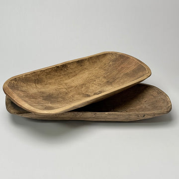 Oblong Carved Wood Bowl
