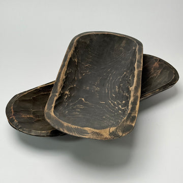 Oblong Carved Wood Bowl