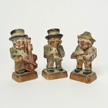 Hand-Carved Wooden Musician Figurine - Set of 3 [VINTAGE]