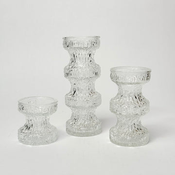 Textured Crystal Candle Holder - Set of 3 [VINTAGE]
