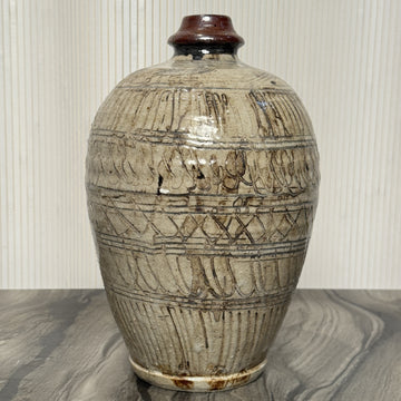 Meiping Carved Pottery Vase [VINTAGE]