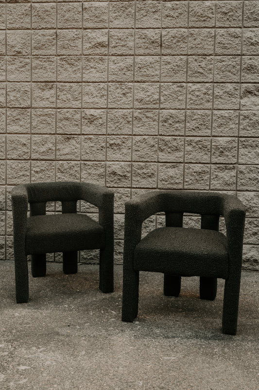 Black Boucle Dining Chair