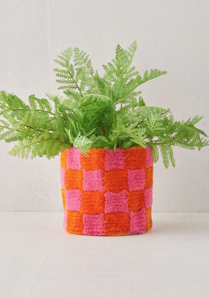 Checkerboard Tufted Planter Covers