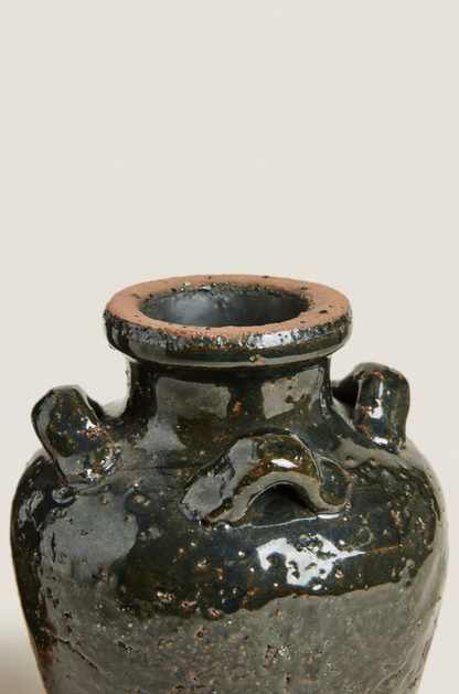 Glazed Ceramic Vase with Handles