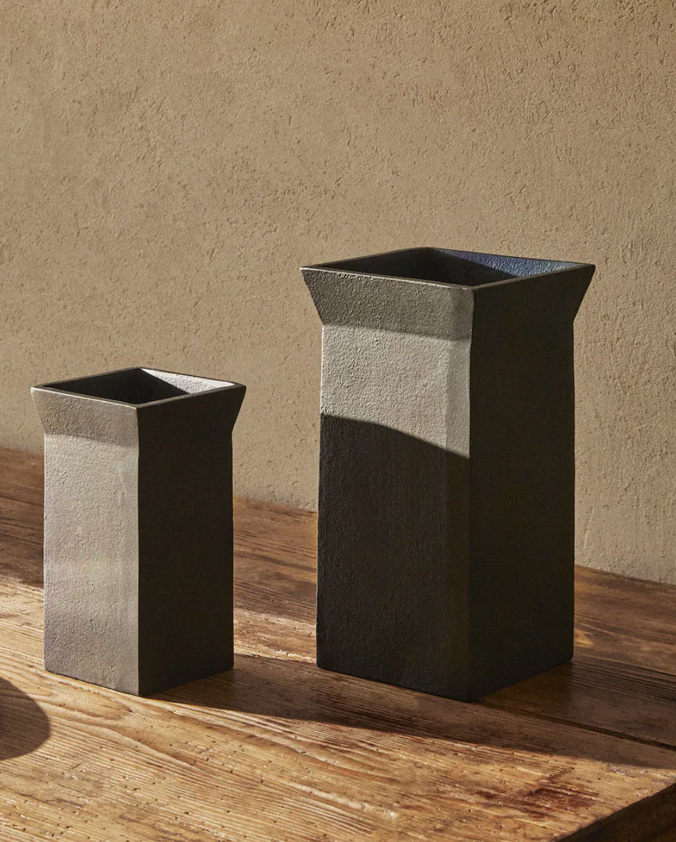 Square Metal Vase - Large