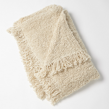 Textured Boucle Throw Blanket - Natural