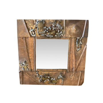 French Mixed Metal Brutalist Mirror [VINTAGE]