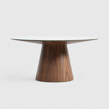 Walnut Dining Table with Glass Top