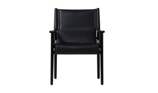 Black Leather + Wood Chair