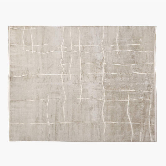 Handknotted Silvery Grey Viscose Area Rug - 8' x 10'