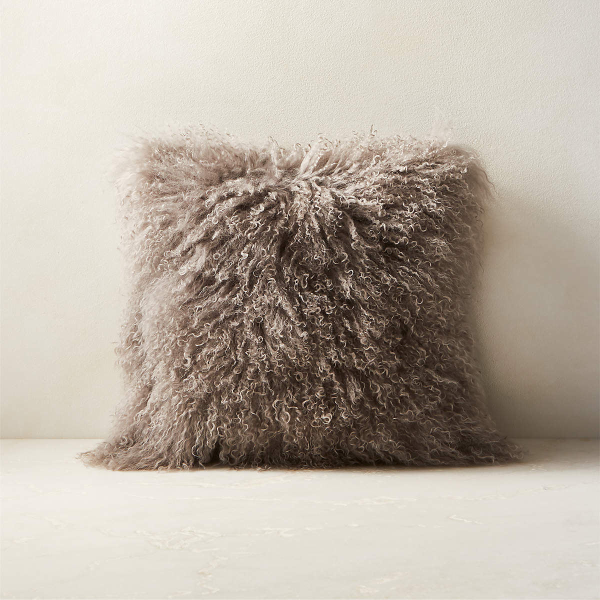 Sheepskin Fur Throw Pillow with Insert 16''