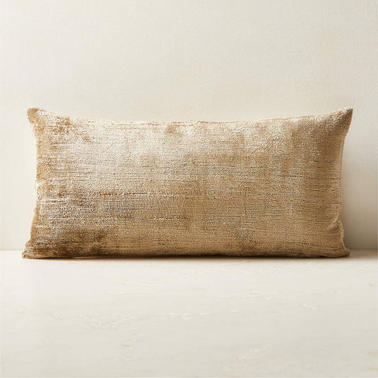 Silk Throw Pillow with Feather-Down Insert 23''X11''