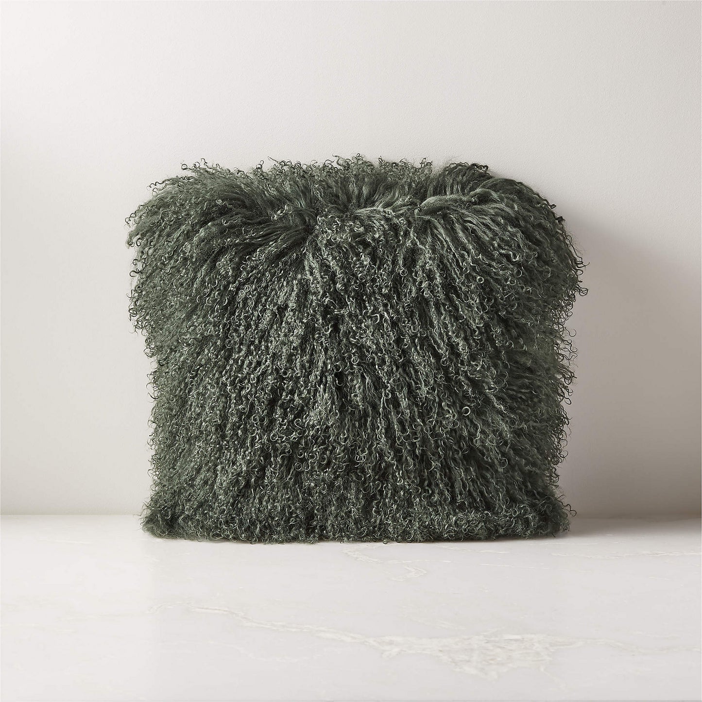 Mongolian Green Sheepskin Fur Throw Pillow