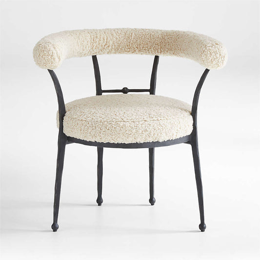 White Boucle Dining Accent Chair