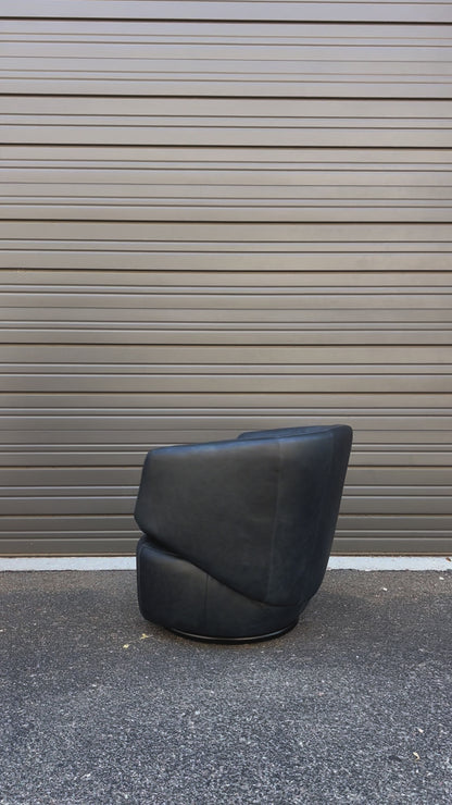 Curved Leather Swivel Chair