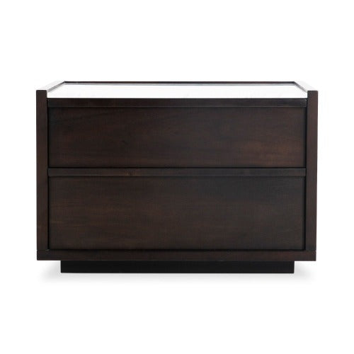 Black Acacia with Marble Top Nightstand