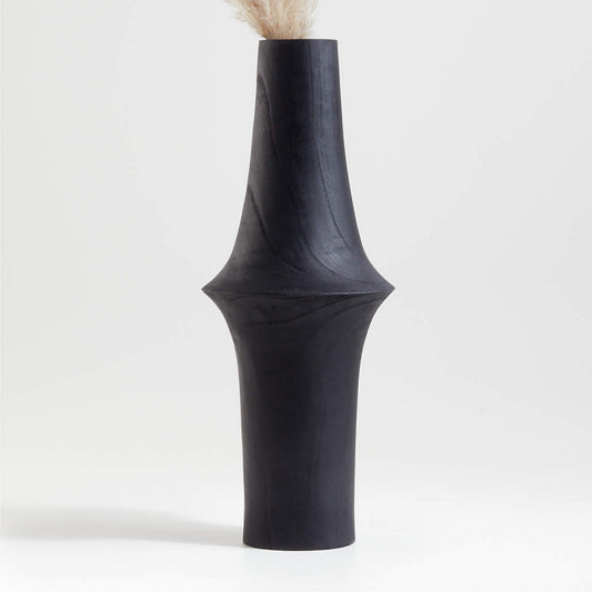 Arllon Narrow Black Wood Vase